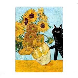 Black Cat Knocking Over Van Gogh’s Sunflowers 🌻